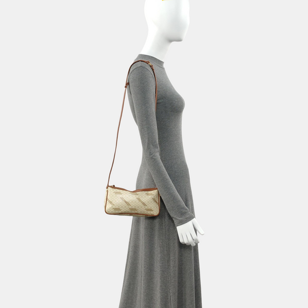 Coated Canvas Shoulder Bag Beige