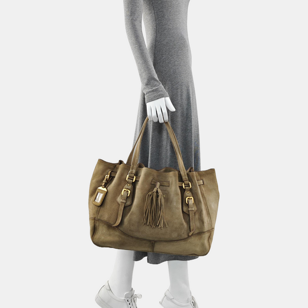 Suede Tote Bag Gray