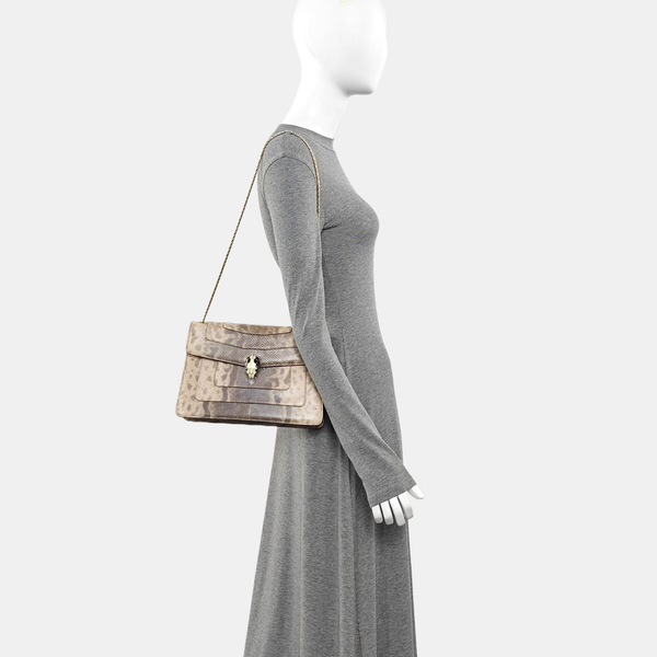 SERPENTI FOREVER Medium Quilted Python Beige