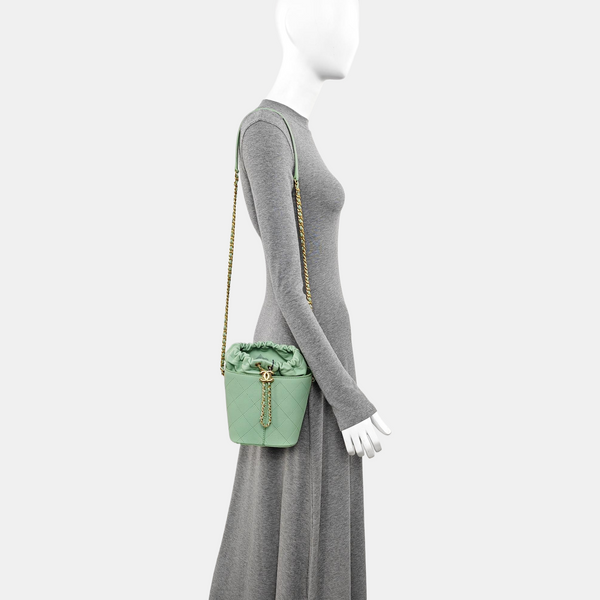 DRAWSTRING Quilted Lambskin Green