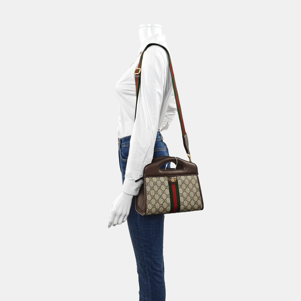 Ophidia Small Monogram Coated Canvas Beige