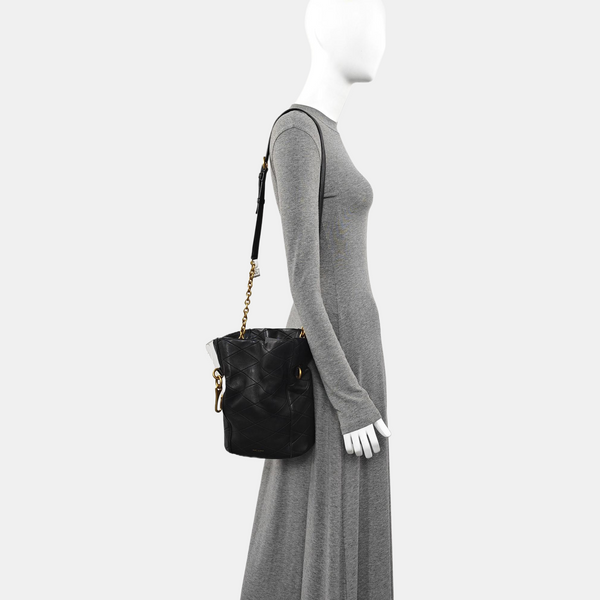 Quilted Lambskin Bucket Bag Black