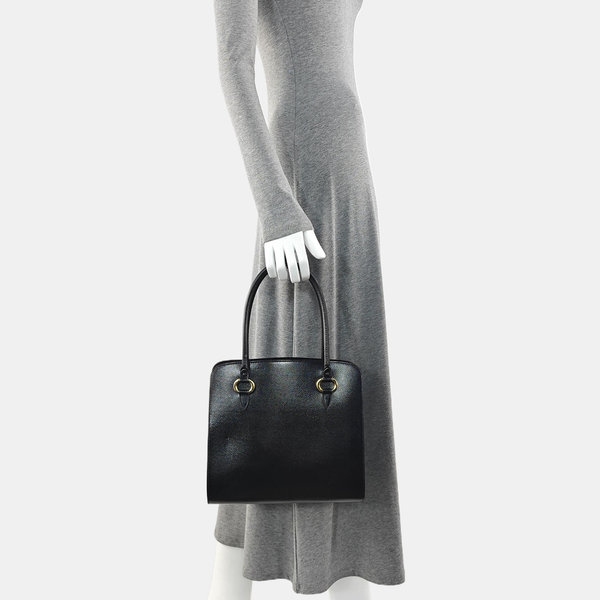 Calfskin Top Handle Bag Black