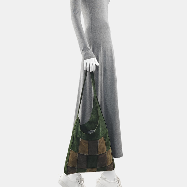 Suede Top Handle Bag Green
