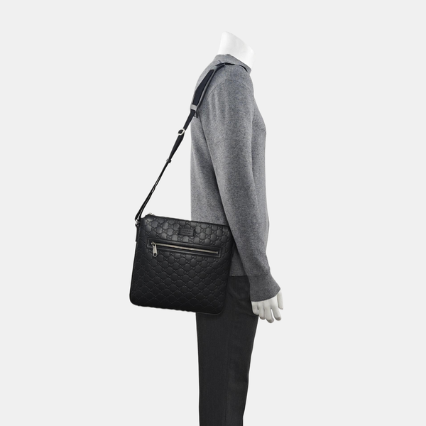 Signature Medium Monogram Calfskin Black