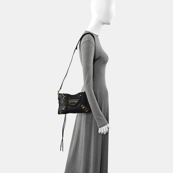 Classic Metallic Edge City Mini Lambskin Black