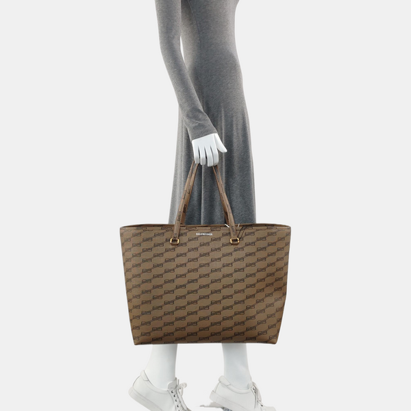 Coated Canvas Tote Bag Brown