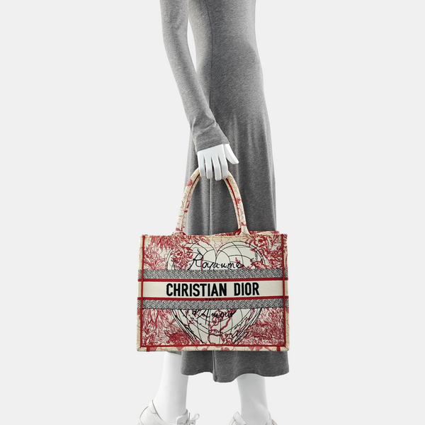 Book Tote Medium Fabric Red