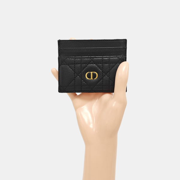 Dior Caro Cannage Calfskin Black Card Holder