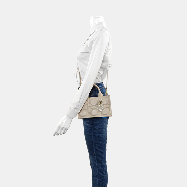 Book Tote Mini Cannage Calfskin Beige