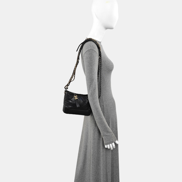 GABRIELLE Small Quilted Calfskin Black