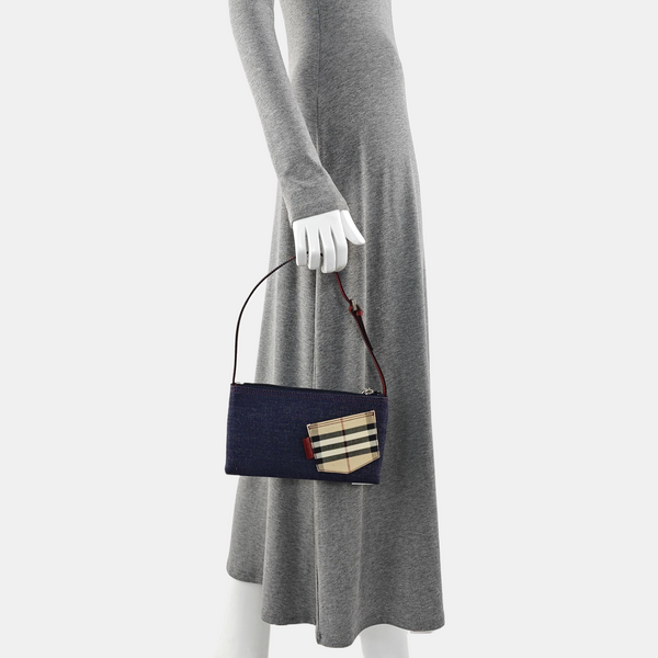 Denim Top Handle Bag Blue