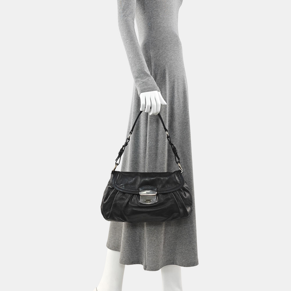 Leather Top Handle Bag Black