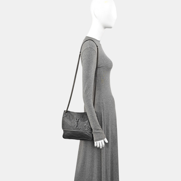 NIKI Medium Chevron Calfskin Gray
