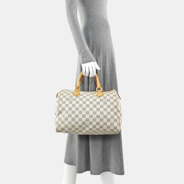 SPEEDY 30 Damier Azur Coated Canvas White
