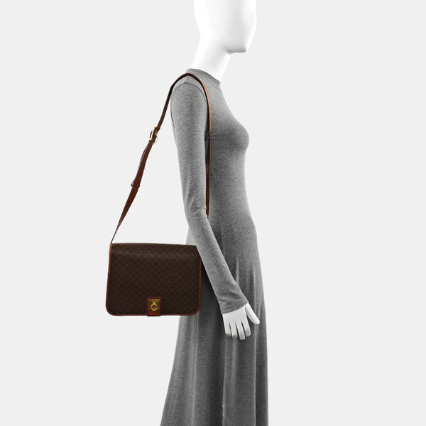 Authenticated pre-owned MACADAM BLASON TRIOMPHE Coated Canvas Brown - Shoulder Bag at Looply
