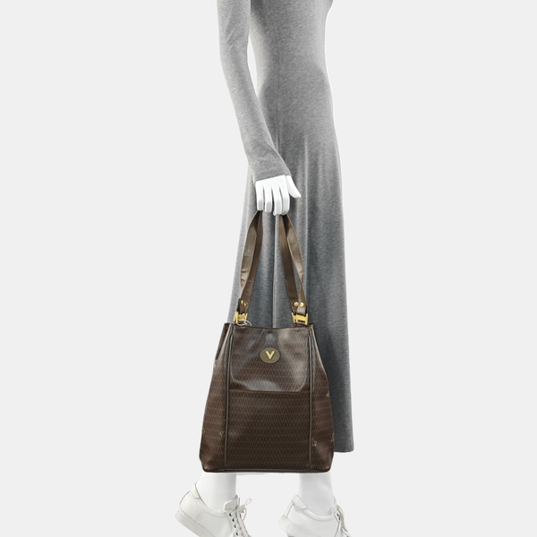 Coated Canvas Tote Bag Large Brown