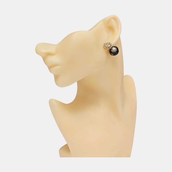 Dior Tribales Metal Black Stud Earrings