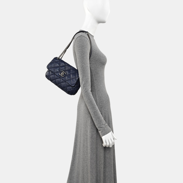 Quilted Calfskin Shoulder Bag Blue