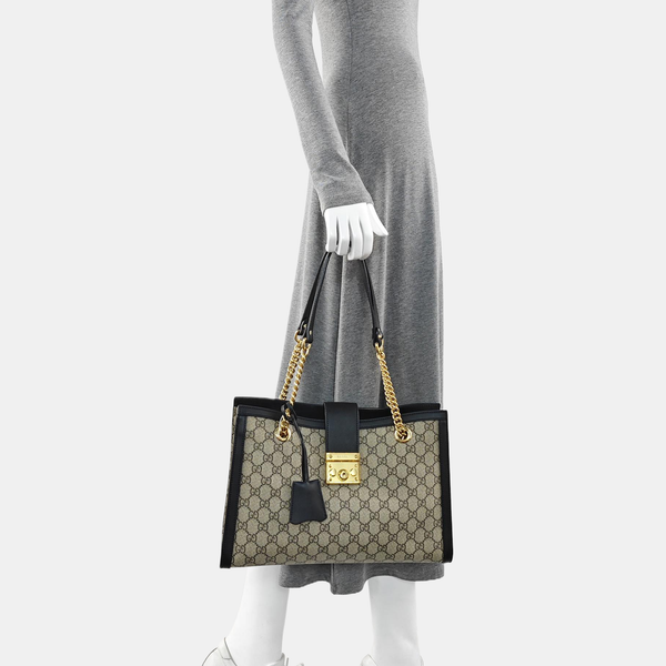 Padlock Medium Monogram Coated Canvas Beige