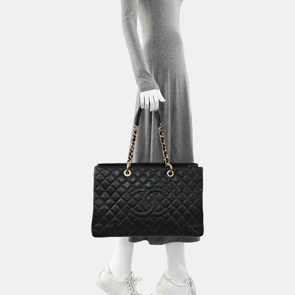 CHANEL GST Extra Large Quilted Grained Calfskin Black