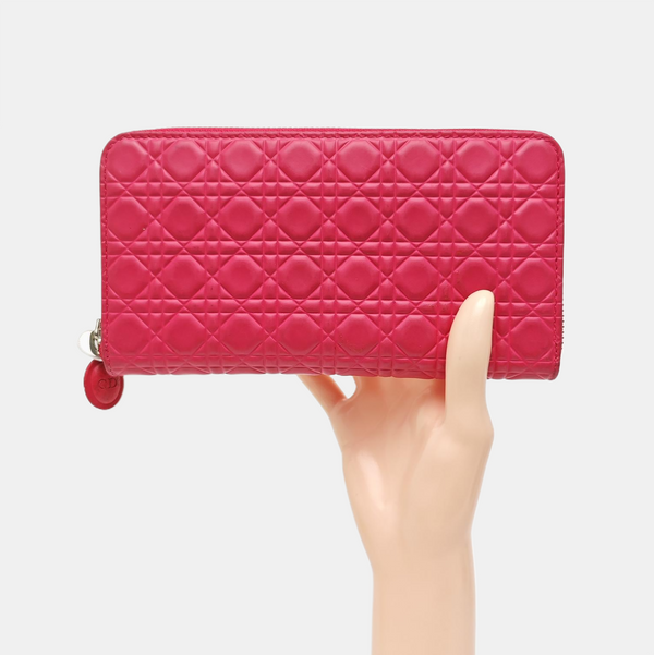 Lady Dior Small Cannage Calfskin Pink Wallet