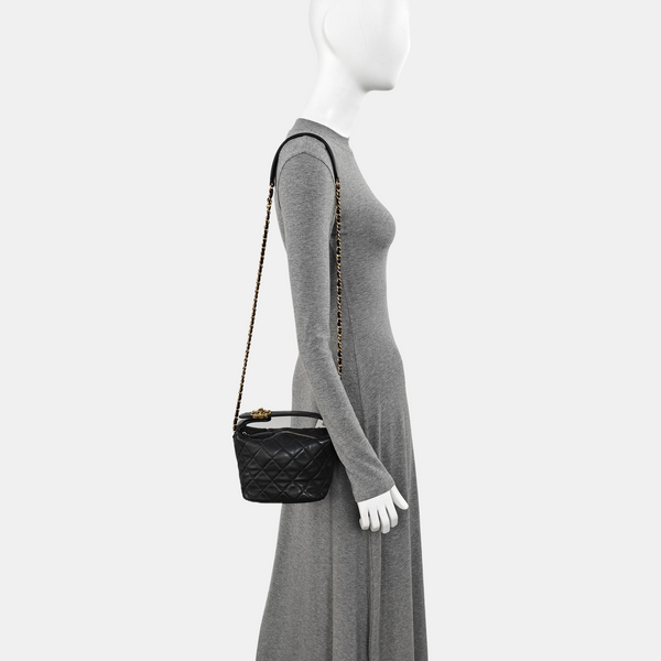 Quilted Lambskin Shoulder Bag Black