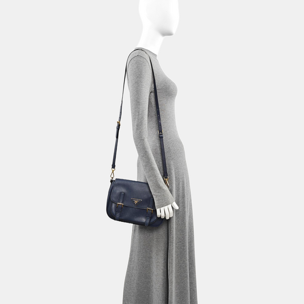 Saffiano Calfskin Shoulder Bag Blue