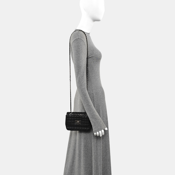 Quilted Calfskin Shoulder Bag Black