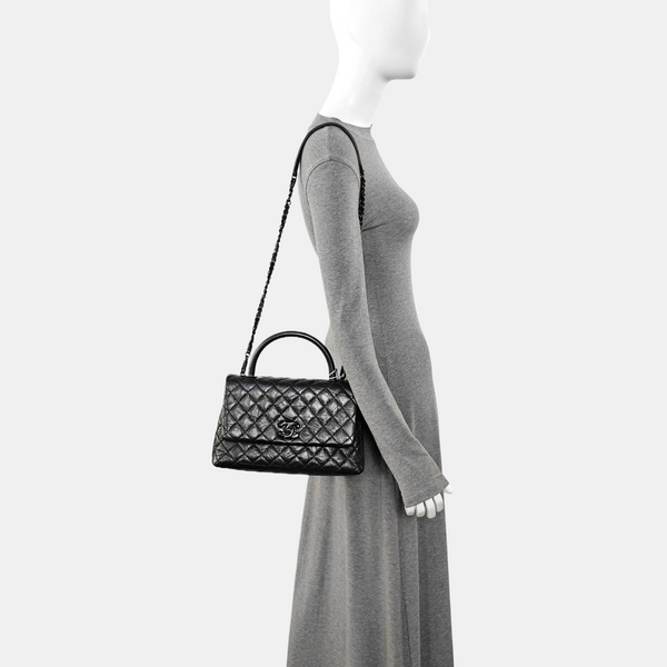 COCO HANDLE Medium Quilted Calfskin Gray
