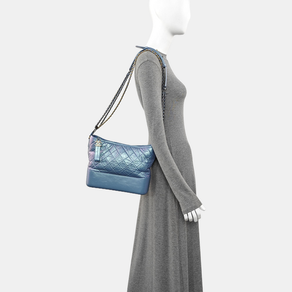 GABRIELLE Medium Quilted Calfskin Blue