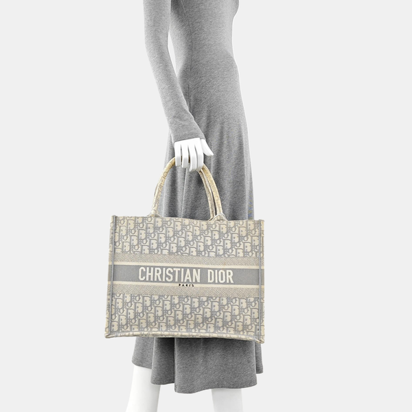 Book Tote Medium Oblique Canvas White