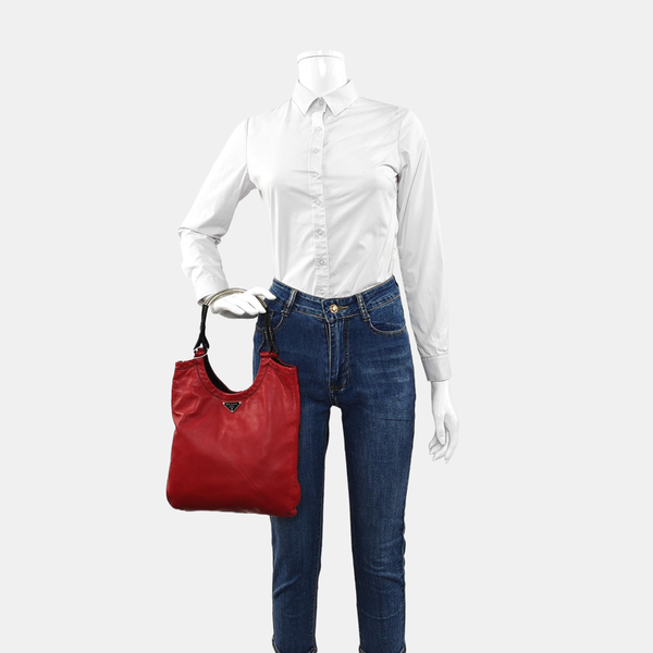 Lambskin Top Handle Bag Red