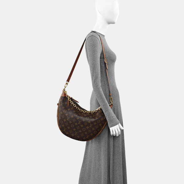 LOOP HOBO Monogram Coated Canvas Brown
