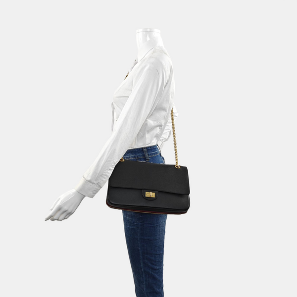 Authenticated pre-owned 2.55 227 (jumbo) Calfskin Black - Crossbody Bag at Looply