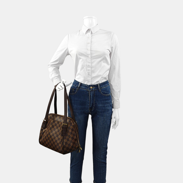 RIVINGTON Damier Ebene Coated Canvas Brown