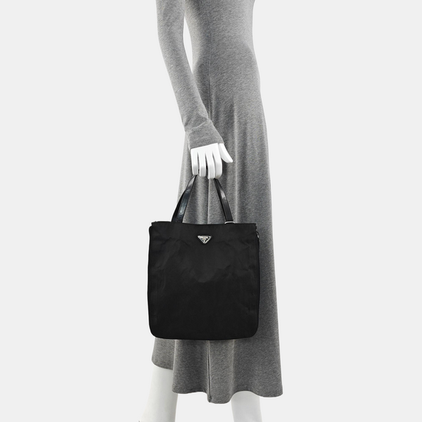Nylon Top Handle Bag Black