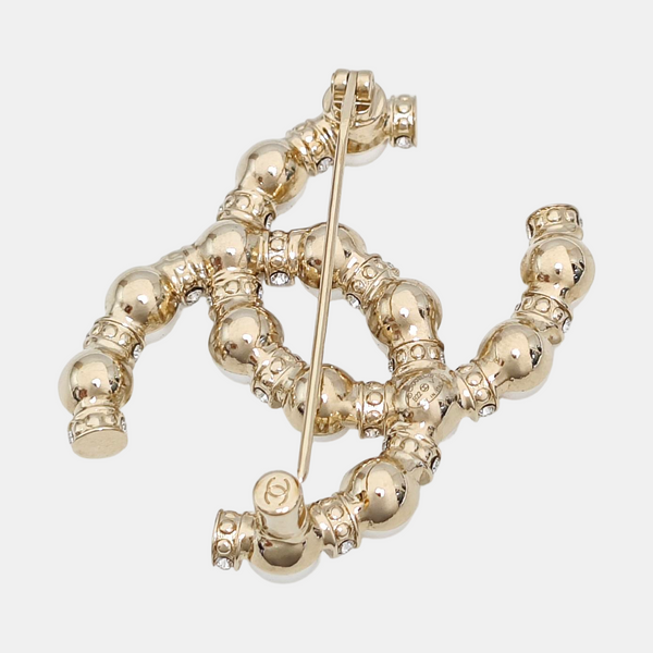 CC Logo Metal Gold Brooch