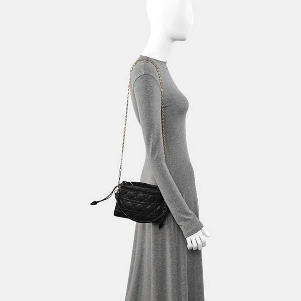 Cannage Lambskin Shoulder Bag Black