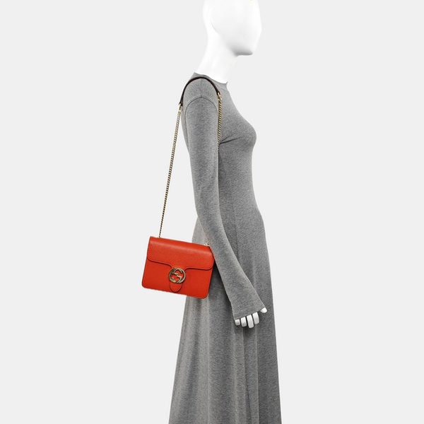 Interlocking G Small Calfskin Orange
