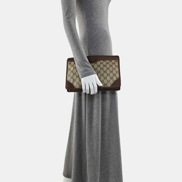 Monogram Coated Canvas Clutch Beige