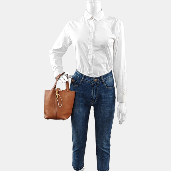 Authenticated pre-owned Picotin Lock 18 Clemence Brown - Bucket Bag at Looply