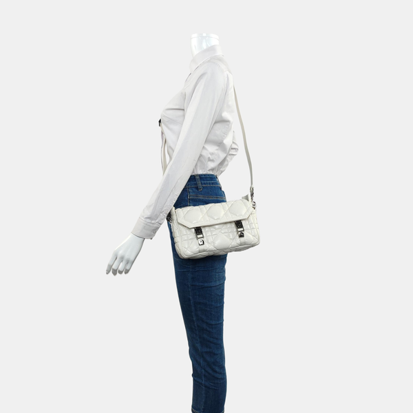 Authenticated pre-owned Diorcamp Small Cannage Calfskin White - Shoulder Bag at Looply