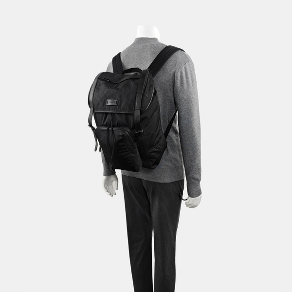 Monogram Nylon Backpack Medium Black