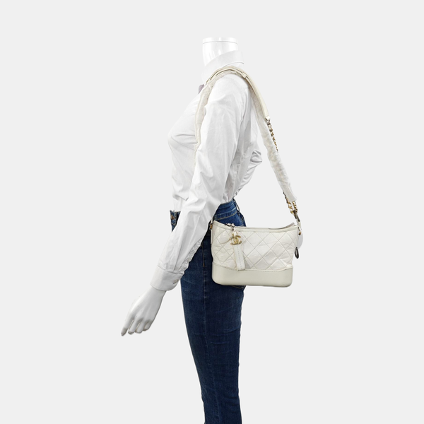 Authenticated pre-owned GABRIELLE Small Quilted Calfskin White - Shoulder Bag at Looply