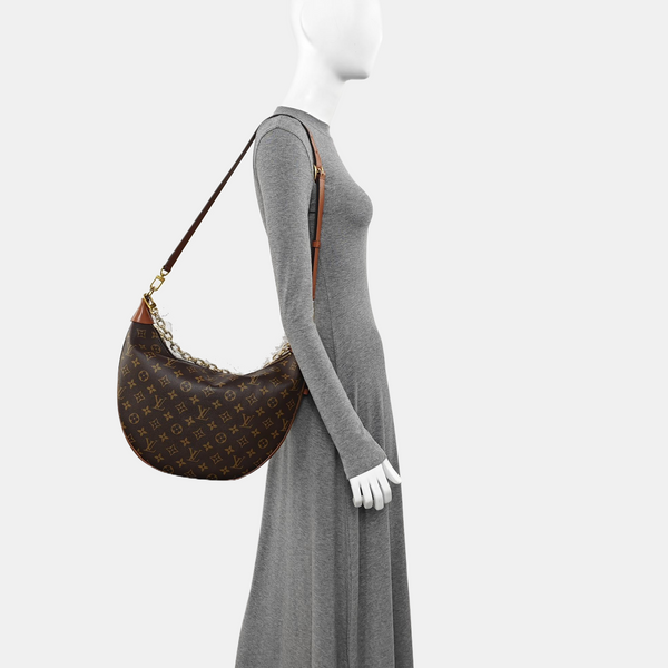 LOOP HOBO Monogram Coated Canvas Brown