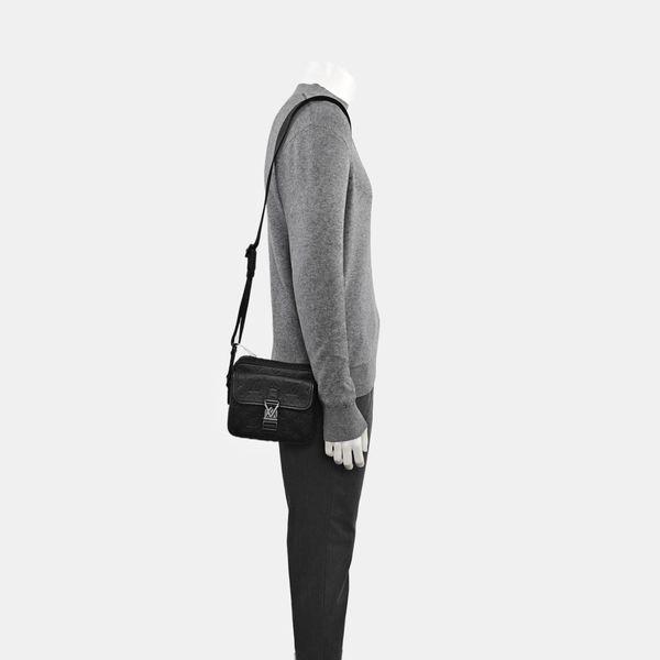 Monogram Calfskin Shoulder Bag Black