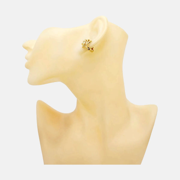 Twist Round Metal Gold Clip On Earrings