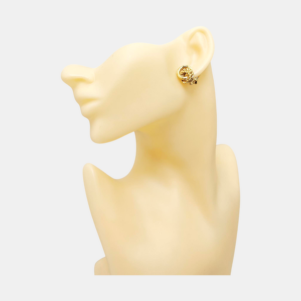 Twist Round Metal Gold Clip On Earrings