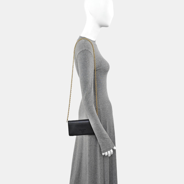 Saffiano Calfskin Shoulder Bag Black